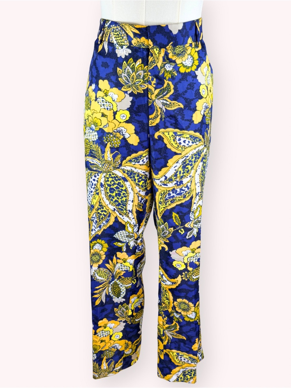 Banana Republic Avery Floral Pants NWT Blue Yellow Crop Ankle Tailored
